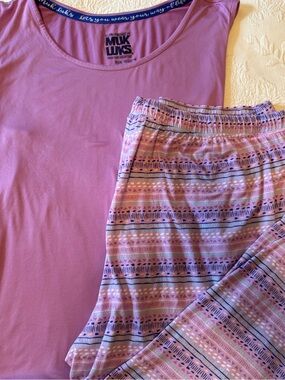 Muk Luks Pajama Set Top & Bottom Women's Size 3X PETITE
